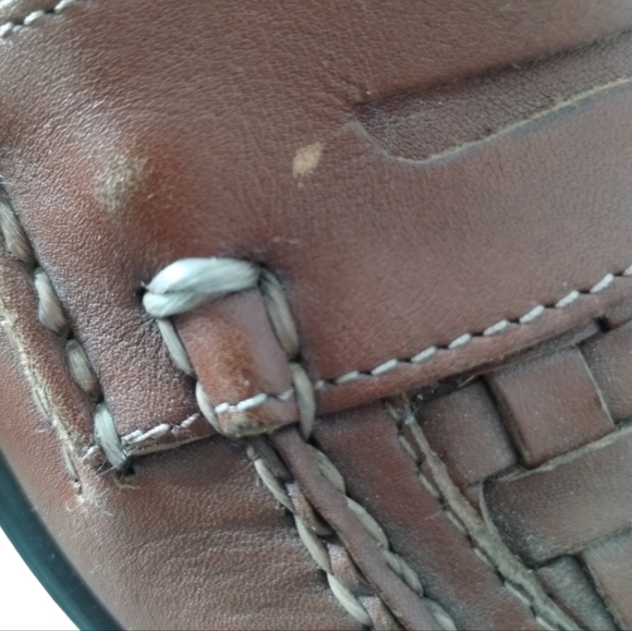 French Shriner Brown Leather Basket Weave Loafers Mens 10½ Business Casual Dress - Picture 5 of 10